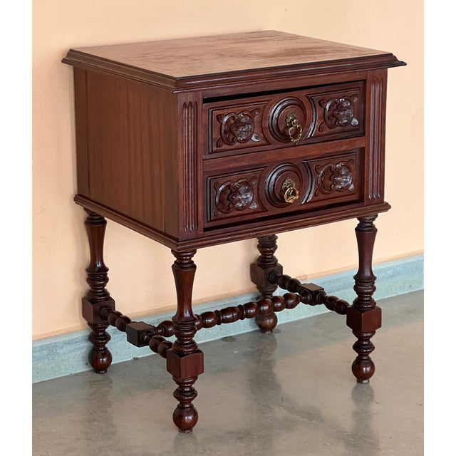 Pair of French Chestnut Bedside Nightstands With Two Drawers, Late 19th Century For Sale - Image 6 of 10