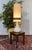 1970s white ceramic lamp with its original lampshade - H=1.21m, Diam=32cm - one bar of the lampshade is damaged European...