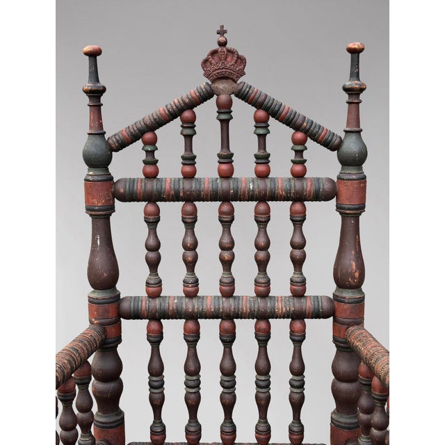 Early 19th Century Antique Swedish Bobbin Country Throne Armchair, 1800 For Sale - Image 5 of 15