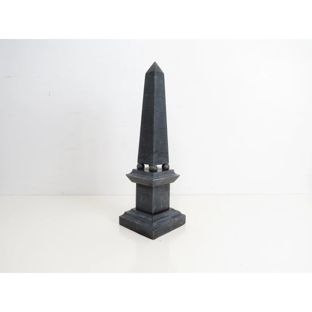 Art Deco Vintage Mottled Slate Gray Stone Obelisk For Sale - Image 3 of 9