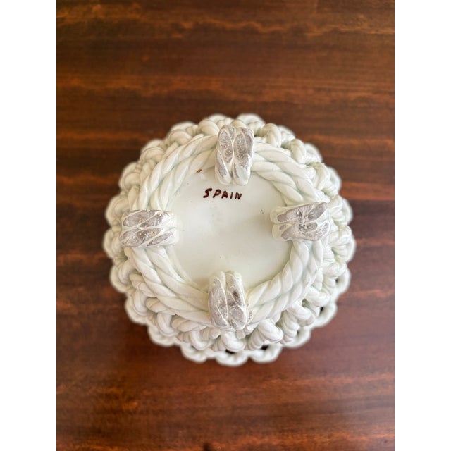 Ceramic French Country Trompe l'Oeil Porcelain Rope Basket Cachepot For Sale - Image 7 of 7