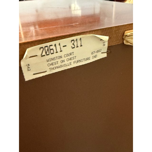 Mid Century Thomasville Winston Court High Boy 6-Drawer Dresser For Sale - Image 10 of 12