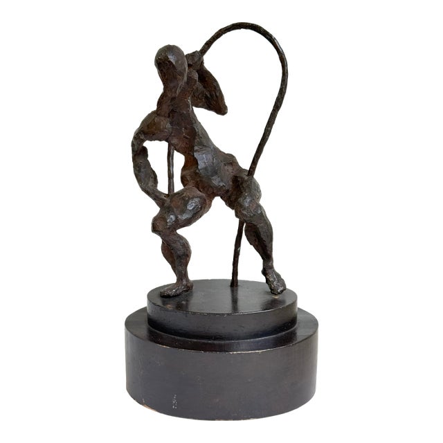 Mid 20th C. Studio Bronze Brutalist Figural Sculpture For Sale