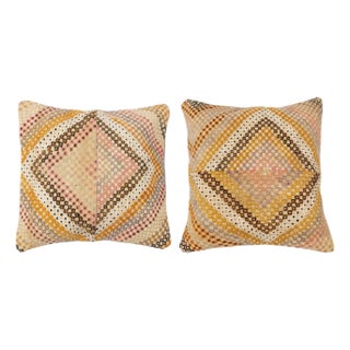 20"x20" SET OF 2 - Hand-Woven Kilim Cushion Covers. A pair of Lace Pillow Covers For Sale