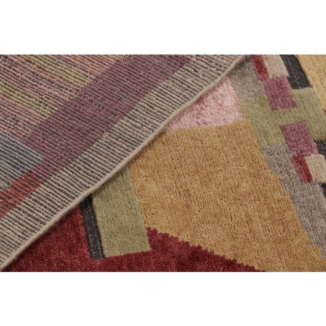 Burgundy Contemporary Scandinavian Style Geometric Wool Rug, by Rug & Kilim, India For Sale - Image 8 of 10