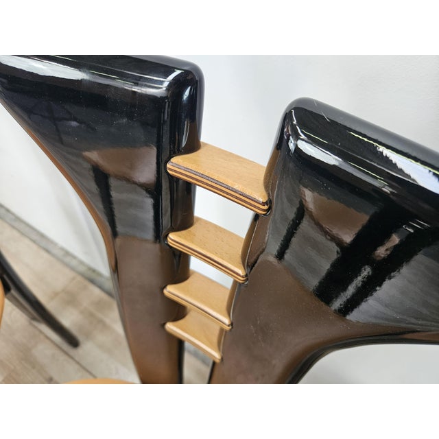 Vintage Chairs in Black Lacquered Wood by Pierre Cardin for Roche Bobois, 1970, Set of 6 For Sale - Image 6 of 18