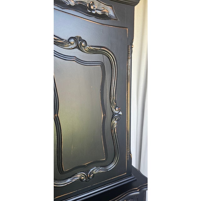 1920s Wardrobe Cabinet, Armoire, Black Distressed Style, French , Farm House Style For Sale - Image 17 of 17
