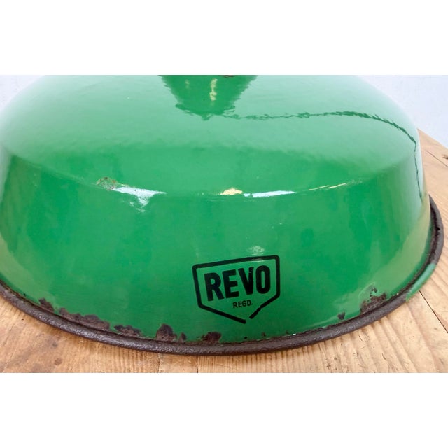 Industrial Green Enamel Factory Pendant Lamp from Revo, 1950s For Sale - Image 14 of 18