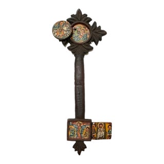 Ethiopian Orthodox Wood Hand Cross - Icons From the Life of Christ For Sale