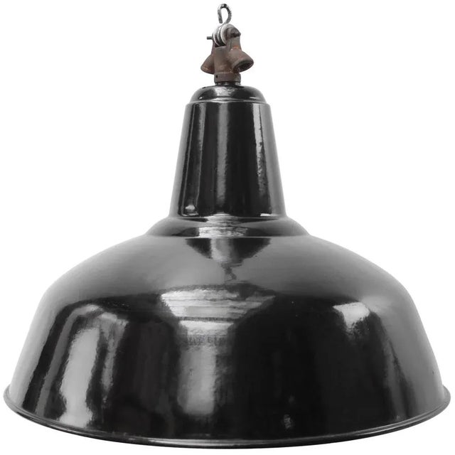 1950s Vintage Dutch Industrial Black Enamel Hanging Lamp from Philips For Sale - Image 5 of 5