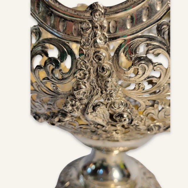 1900 - 1909 Antique German Coin Silver Pierced Centerpiece For Sale - Image 5 of 8