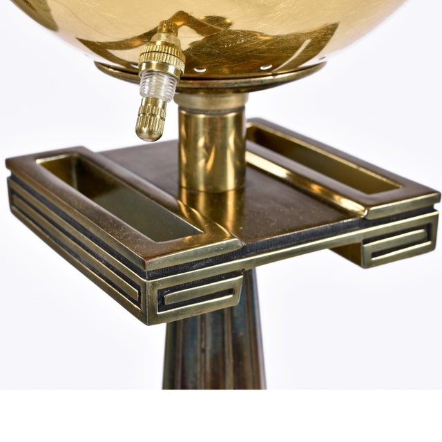 Stiffel Pair of Art Deco Regency Greek Key Brass Chalice Stiffel Torchiere Floor Lamps Set For Sale - Image 4 of 13