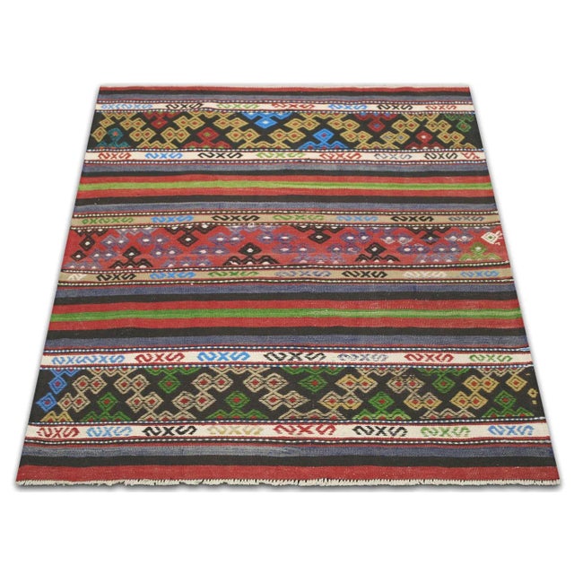 1950s 1950s Turkish Kilim Rug For Sale - Image 5 of 6