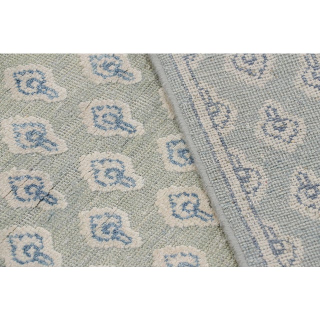 Textile Rug & Kilim’s Modern Block Print Rug in Blue & Gray with Paisley Floral Pattern - 7x9 For Sale - Image 7 of 7
