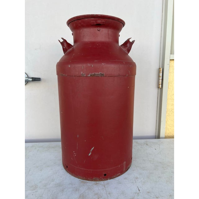 Vintage Red Farmhouse Style Milk Can Umbrella Stand For Sale - Image 4 of 7