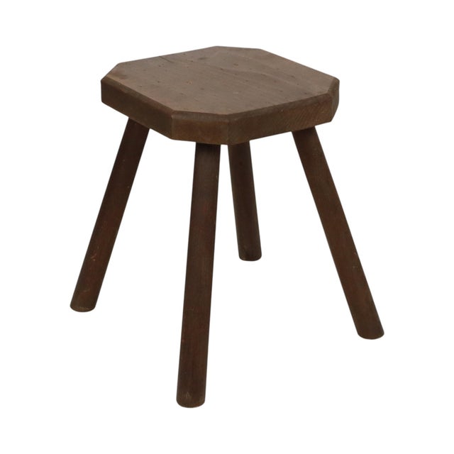 Brutalist Rustic Wood Milk Stool For Sale - Image 15 of 15