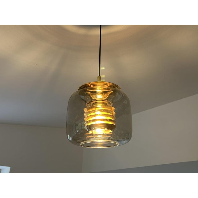 Gold Vintage Gilded Glass Pendant Light from Erco, 1970s For Sale - Image 8 of 13