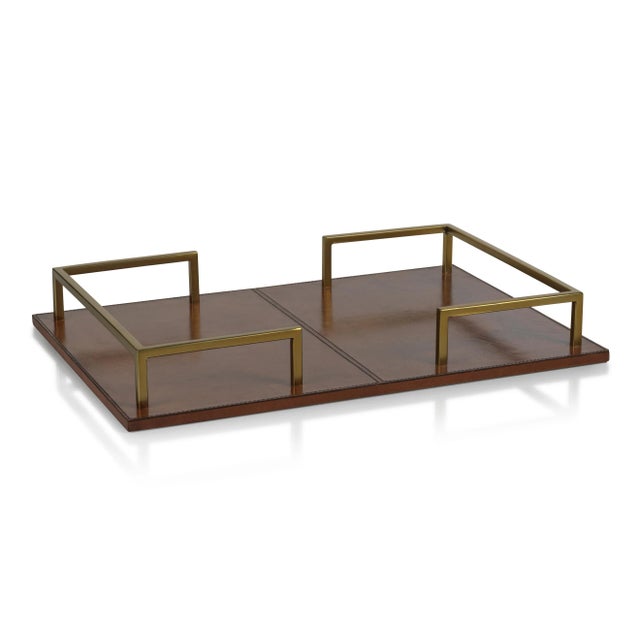 Contemporary Chadwell 22" Long Leather Bar Tray For Sale - Image 3 of 3