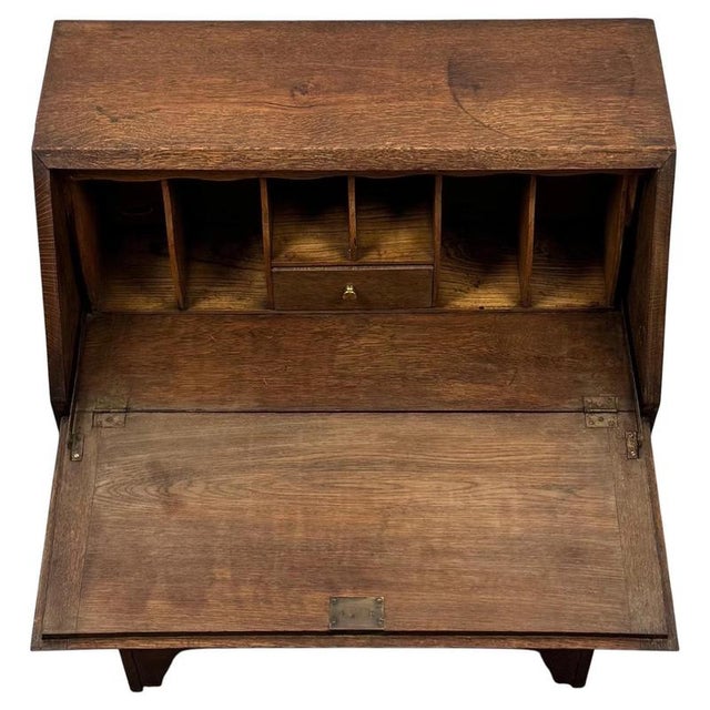 Antique Early 20th Century English Edwardian Oak Bureau For Sale - Image 5 of 14