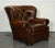 Set of Fully Hand Dyed Leather Writers Reading Armchair with Ottoman For Sale - Image 3 of 18