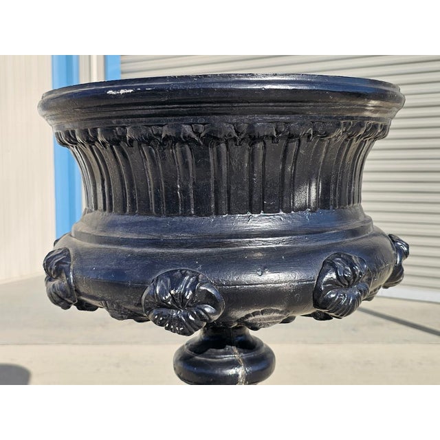 Mid-Century Modern Victorian Aluminum Flower Garden Urn on Base For Sale - Image 3 of 18