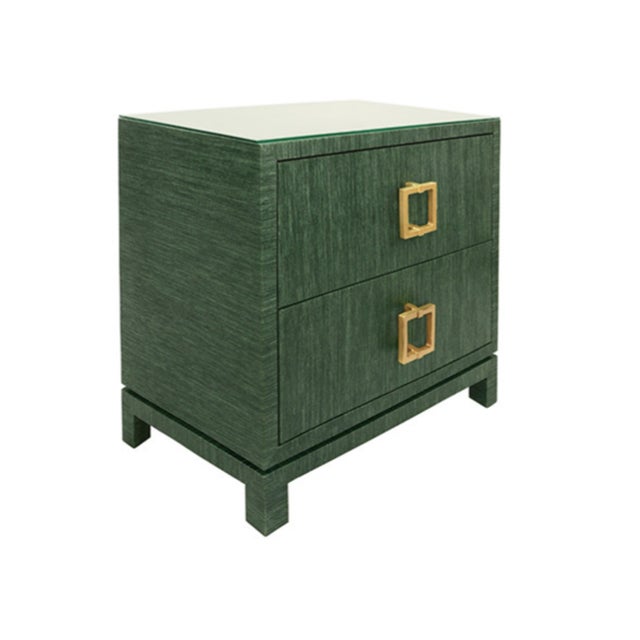New special order item. Not vintage. Add a pop of personality to your space with the Cole Green Textured Linen Side Table....