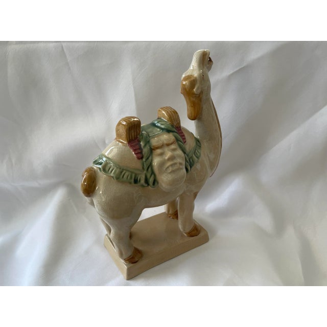 1970s Vintage Chinese Ceramic Camel Buddha Statue Sculpture - Tang Style For Sale - Image 4 of 8