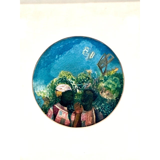 On offer is a circular composition set within a square frame. This focus on circular forms is seen in other works by...