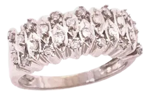 14 Karat White Gold and Diamond Wedding Band Bridal Ring