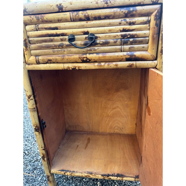 1970s 1970s Pair of Vintage Burnt Bamboo Night Stands For Sale - Image 5 of 11