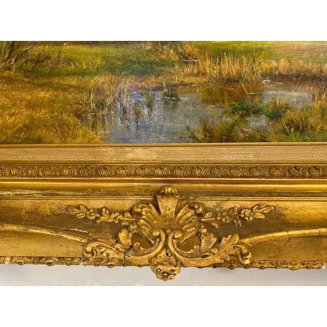 Olive Parker Black Signed Oil on Canvas Autumn Landscape Giltwood Gold Frame For Sale - Image 11 of 13