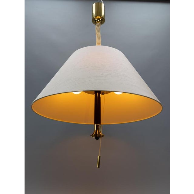 Large Adjustable Brass and Light Beige 5-Light Pendant Lamp, 1980s For Sale - Image 3 of 18