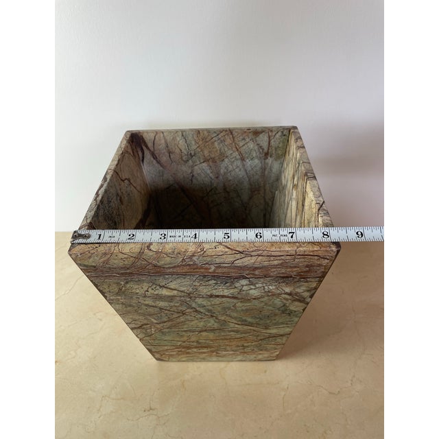 Late 20th Century Post Modern Rainforest Marble Tapered Waste Basket For Sale - Image 10 of 10