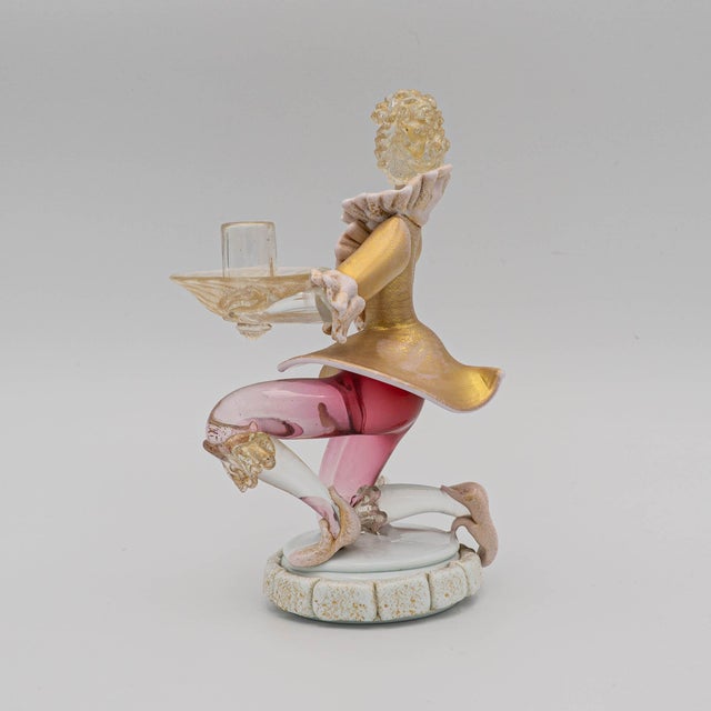 Pair of 1970s Murano Style Hand Blown Italian Art Glass Gentlemen Figure Candlestick Holders For Sale - Image 9 of 10