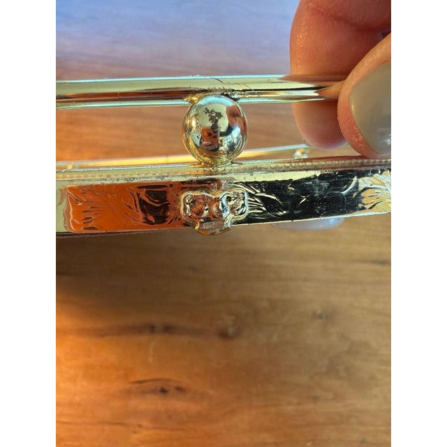 Hollywood Regency Vintage Mid-Century Hollywood Regency Oval Brass Mirrored Vanity Tray For Sale - Image 3 of 7
