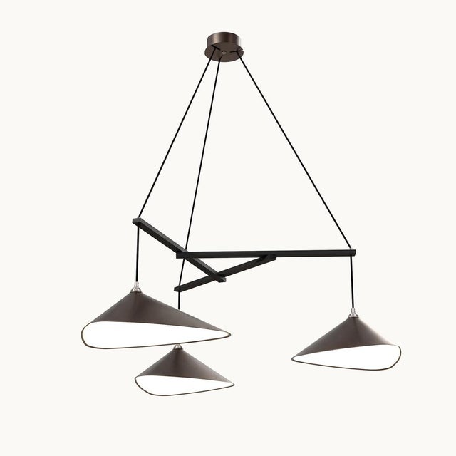 Emily Group of Three Pendant Light in Dark Bronze Semi-Matte by Daniel Becker for Moss Objects For Sale - Image 4 of 4