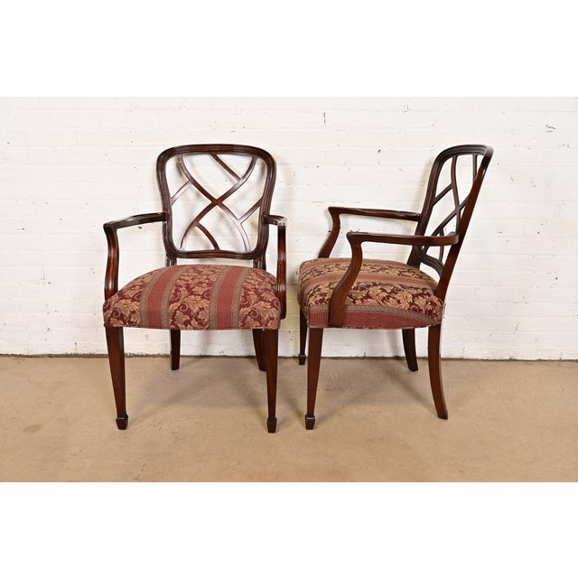 Brown Kindel Furniture Federal Carved Mahogany Arm Chairs, Pair For Sale - Image 8 of 11