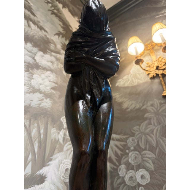 Brown 19th Century Patinated Bronze Figure of a Young Woman by Houdon For Sale - Image 8 of 12