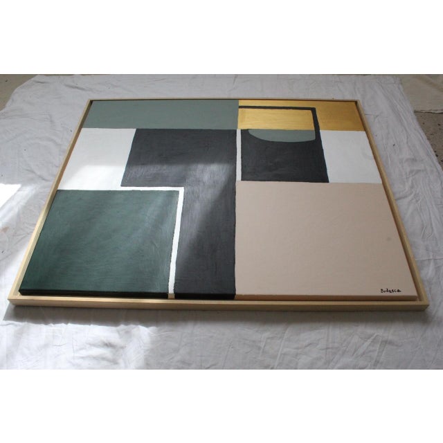 Bodasca, Geometric Green Abstract, 2026, Acrylic on Canvas For Sale - Image 6 of 10