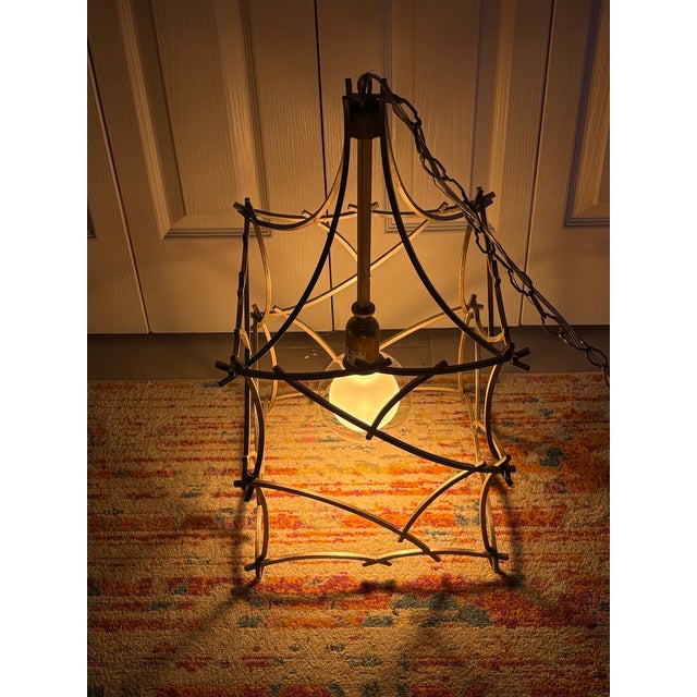 Vintage Hollywood Regency Pagoda Pendant Chandelier For Sale - Image 9 of 12