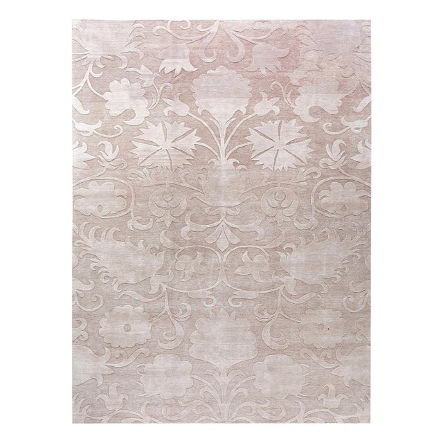 Modern Abstract Tibetan Floral Silk Rug by Doris Leslie Blau For Sale