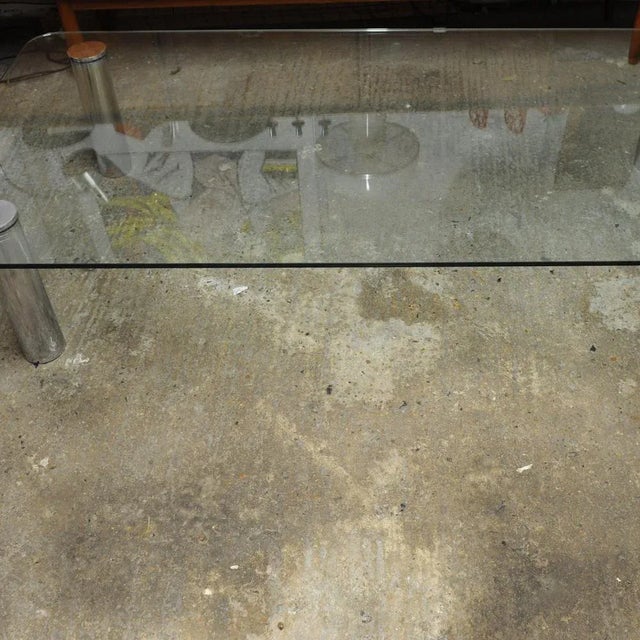 Large Glass and Chrome Coffee Table from Zanotta, 1960s For Sale - Image 6 of 9
