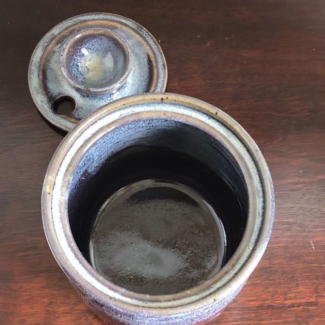 Vintage Studio Stoneware Honey Pot For Sale - Image 4 of 12