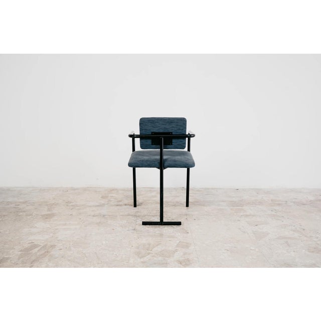 Vintage Minimalist Postmodern Metal and Fabric Armchair, 1980s For Sale - Image 6 of 12