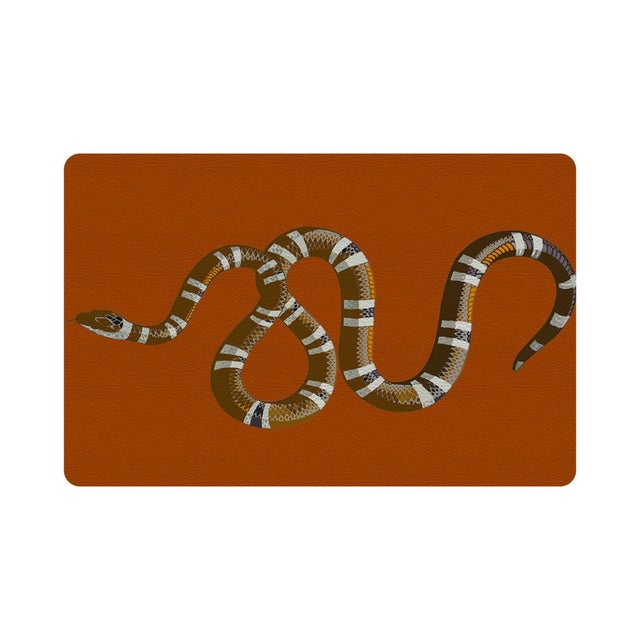 2020s Serpent Burnt Orange Vegan Leather Rectangle Placemat, Set of 4 For Sale - Image 5 of 5