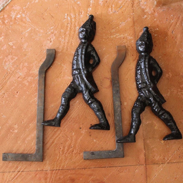 Pair of American Cast Iron “Hessian Soldier” Andirons For Sale - Image 12 of 12