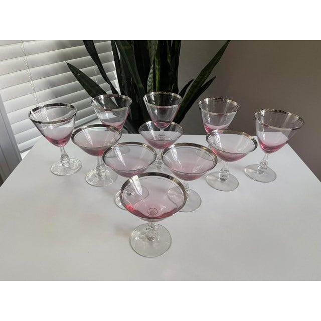 Tiffin Franciscan Pink Wisteria Stemware Glasses - Set of 11 These are so incredibly stunning! The glasses feature a pink...