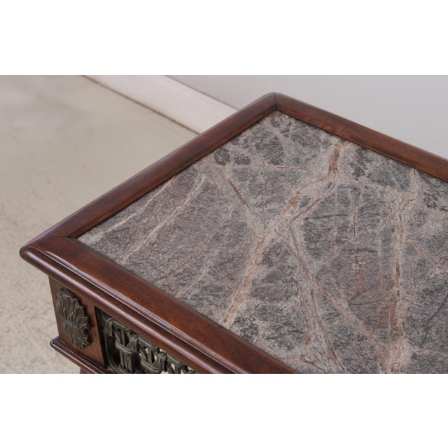 Wood Theodore Alexander Marble Top Mahogany Console Table For Sale - Image 7 of 18