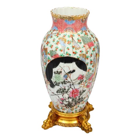 Porcelain Vase on a Bronze Base For Sale