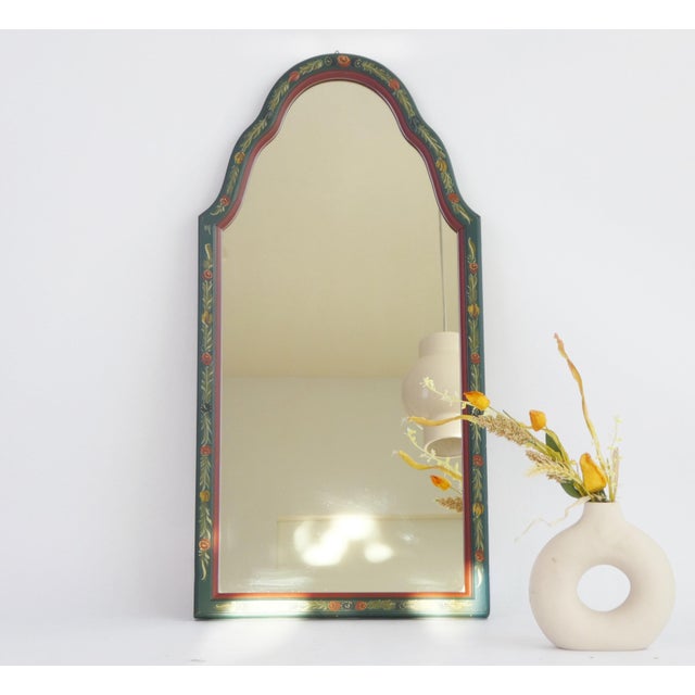Vintage Dutch Hand Painted Wall Mirror, 1930s For Sale - Image 11 of 11